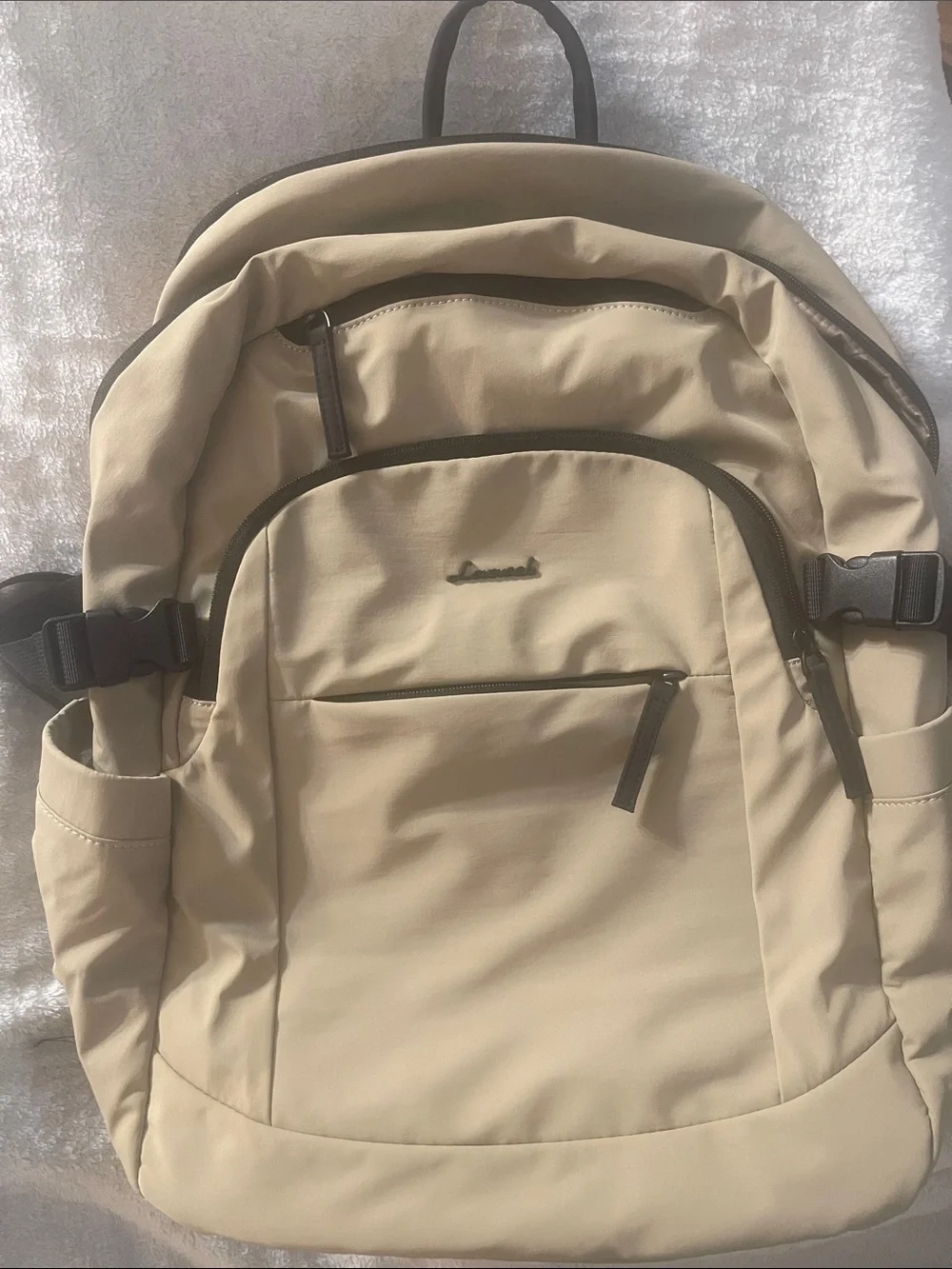 Neutral Beige Women's Backpack with Front Pocket